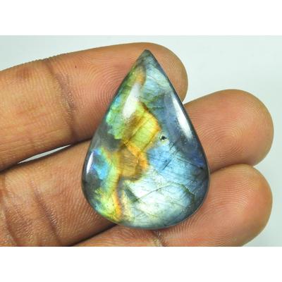 Cabochon Poire Flashy Rose Violet Labradorite Naturelle 24X33MM Pierre Gemme Libre SK-3268
