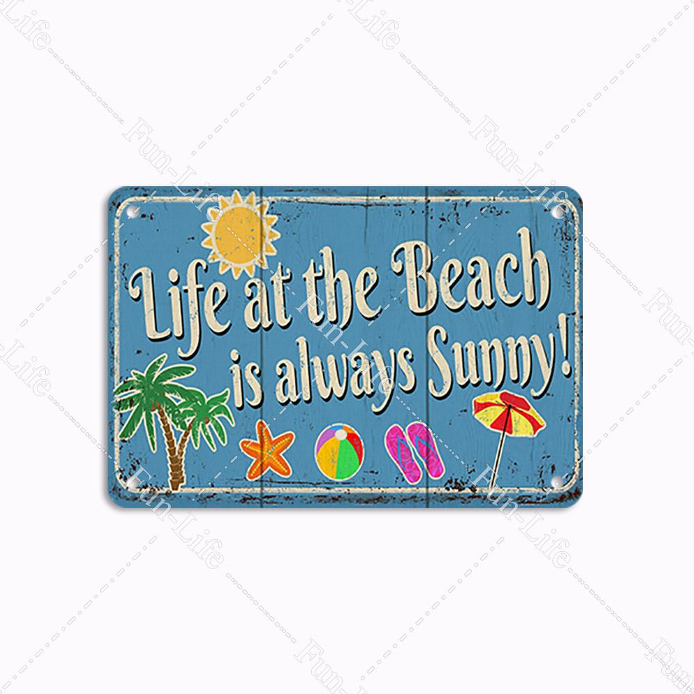Beach Tin Sign Bar Pub Cafe Shop Wall Surfing Decoration Vintage Metal Art Sticker Poster Home Decor Iron Plate 20x30 cm