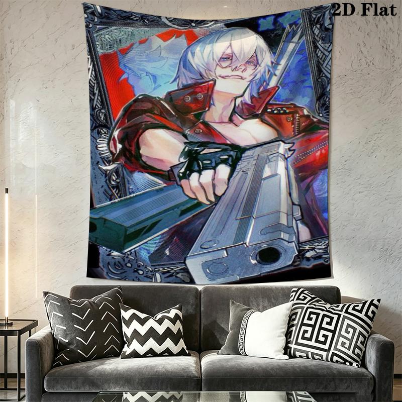Devil May Cry Wall Tapestry Aesthetic Wall Hanging Printed Fabric Blanket Decorative Tapestries for Bedroom Living Room Home Decor