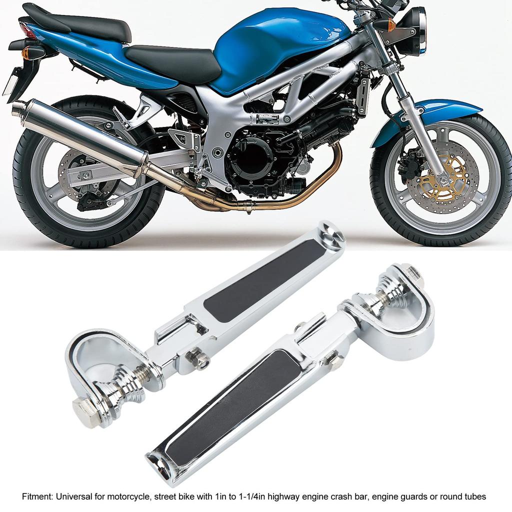 KIMISS Motorcycle Foot Pegs,Pair Clevis Foot Pedal U Clamp Footrest Universal Motorcycle Street Bike 1"-1-1/4" Highway Engine Crash Bar