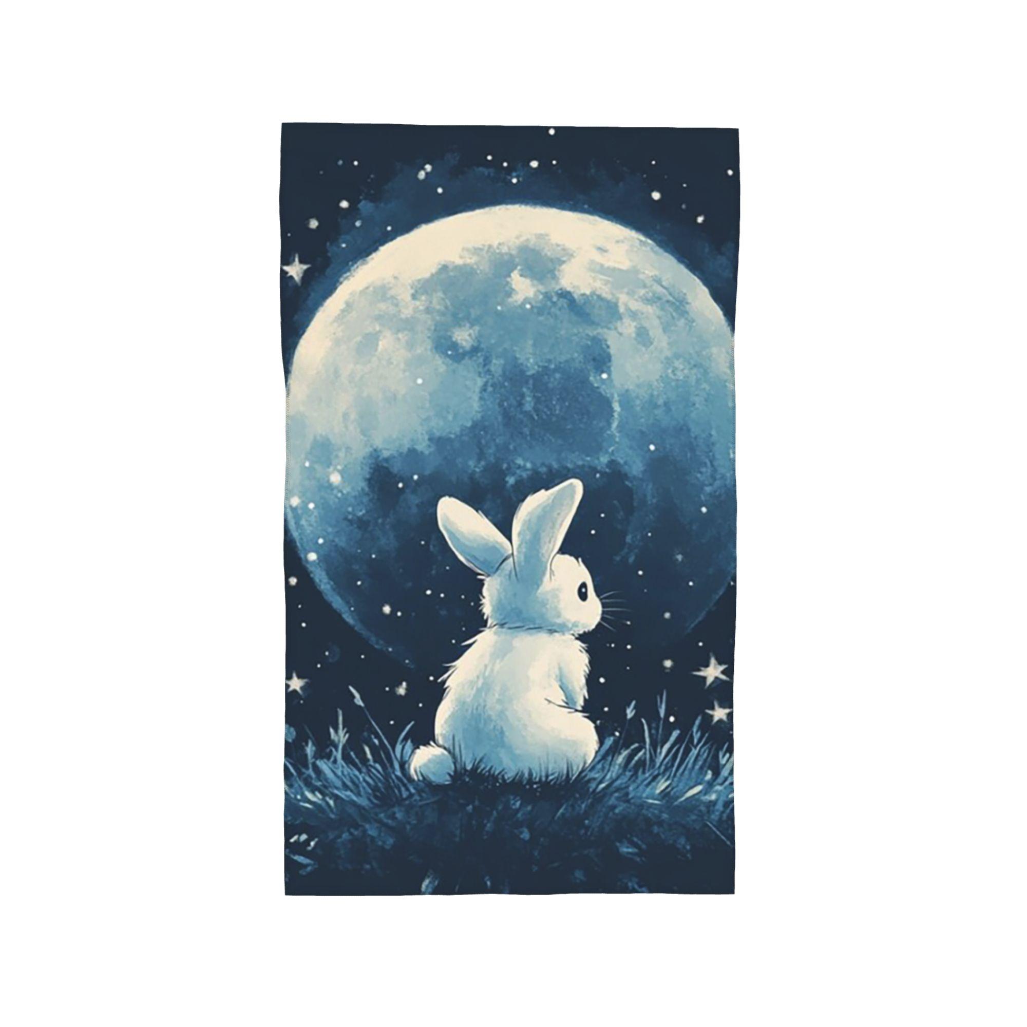 

Cute Space Little Bunny Rabbit Soft Face Towel Quick Dry Pool Bath Cotton Towels Absorbent Quick W30*H60(CM)