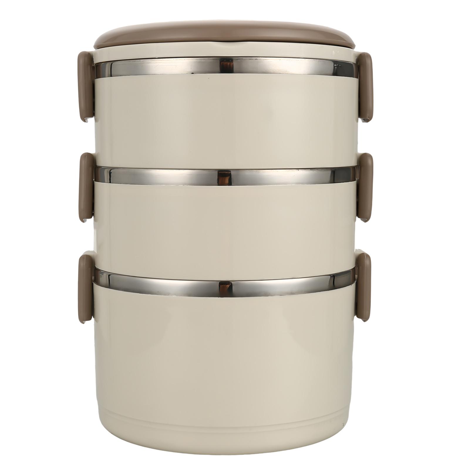 Portable 3 Layers Picnic Box Outdoor Camping Stainless Steel Insulated Lunch Box Large Capacity Circular Lunch Box With Lid