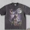 Deutscher Schäferhund Heulender Mond 90er Jahre Gewaschen Comfort Colors® Grafik-T-Shirt, Retro Galaxie GSD Hunde-T-Shirt, Hunde-Mama Haustierbesitzer Liebhaber Geschenk-Shirt