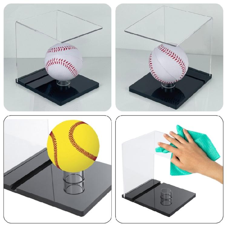 Acryl Klare Bälle Box mit Sockel und Kartenschlitz Acryl Display Halter Softball Schutz Ständer Memorabilia Vitrine