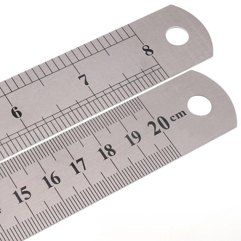 Stainle Steel Metal Straight Ruler Precision Double Sided Precision Measur Tool Scale Metric Ruler 15-50cm The Scale Table Clear