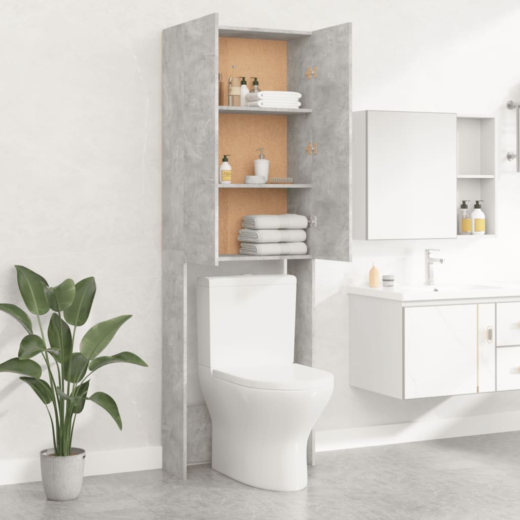 Vidaxl Washing Machine Cabinet, Concrete Grey, 64 X 25.5 X 190 Cm