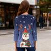 3/4-Ärmel-Shirts für Damen Druck Weihnachts-T-Shirts Blusen Lässig Übergröße Basic-Oberteile Pullover