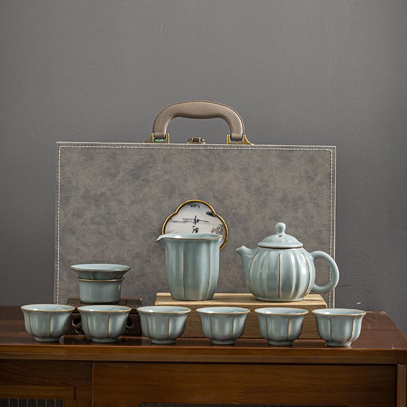 

Набор для кунг-фу чая Petal Ru Kiln Бытовой Китайский чайник Чайная чашка Офис Гость Керамический Чайник Красоты