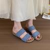 Roman woven slippers 2025 summer gentle fairy bohemian vacation beach slope heel cool slippers