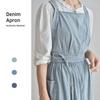 Cotton Vintage Denim Apron Stain-Resistant Cooking Apron Portable Cross Back Apron  Grilling