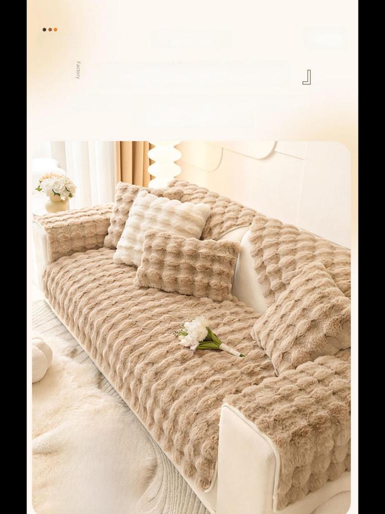 Pernă de canapea de iarnă din pluș modern de iepure: Husă din piele îngroșată, antiderapantă, design 2022