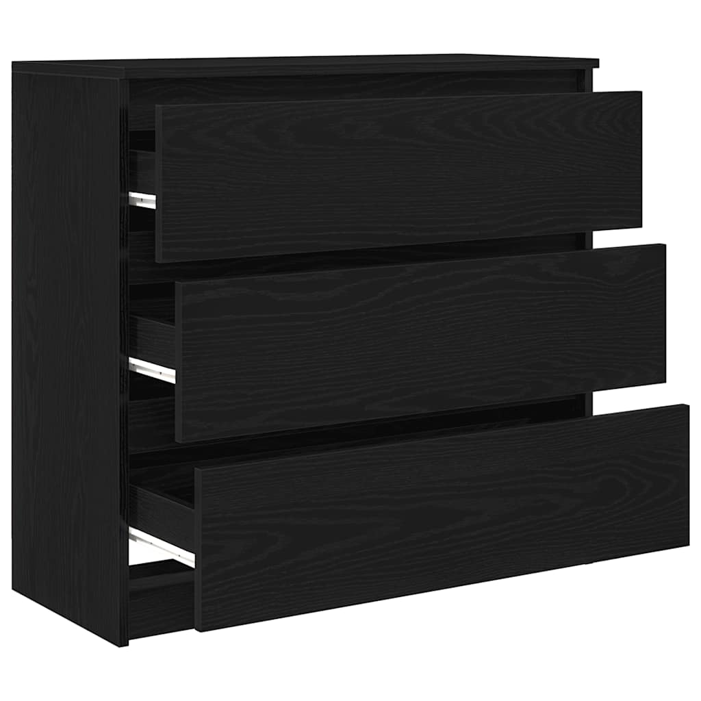 Sideboard in Black Oak Look 80 x 35 x 76 cm Engineered Wood