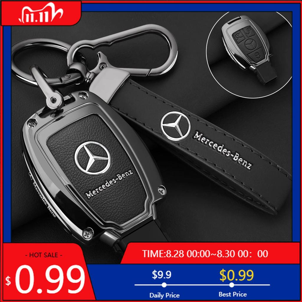 Custodia Cover Guscio in Lega di Zinco e Pelle per Chiave Auto Remota Mercedes Benz Classe A B C E GL S GLA GLK CLS AMG W204 W205 W212