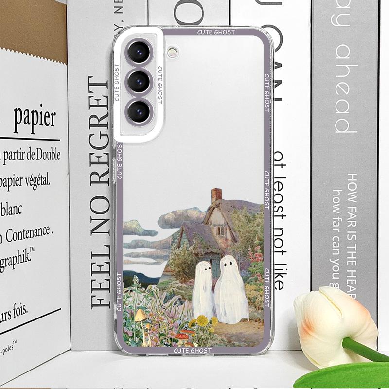 Aesthetic Cute Cartoon Little Ghost Phone Case for Realme 12 10 11 9 Pro Plus 8i 9 7i PRO C75 C64 C31 C30 C53 C35 5G Soft Cover