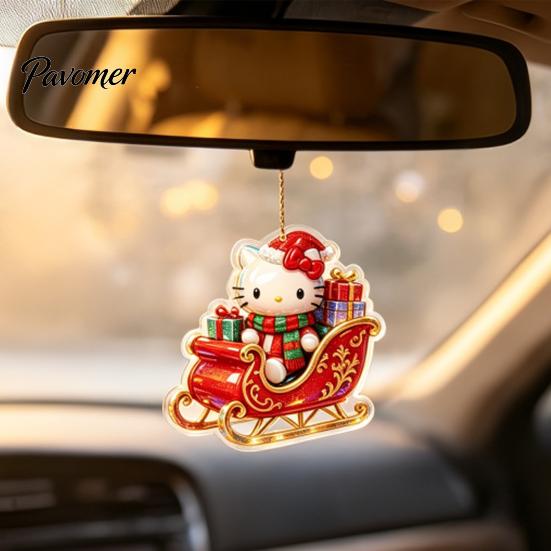 Stocking Stuffer for Kids Christmas Kitty Ornaments, 2D Flat Acrylic Hanging Decorations, Cute Party Exchange Gifts Cartoon Pendants Tree, Holiday