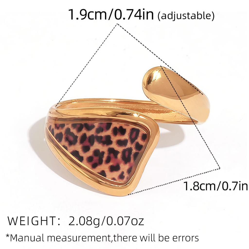 European & American Autumn/Winter Yellow Leopard Print Metal Ring Jewelry with Irregular Hollow Fashion Design