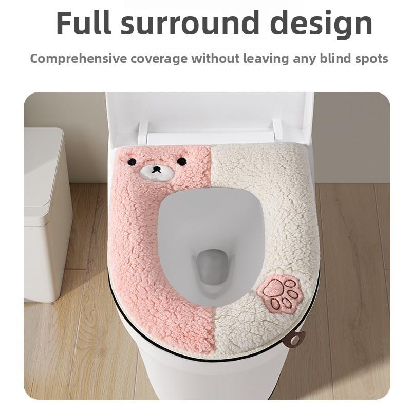 Cole-matching Bear Bear Paw with Handle Waterproof Winter Warm and Lovely Toilet Mat