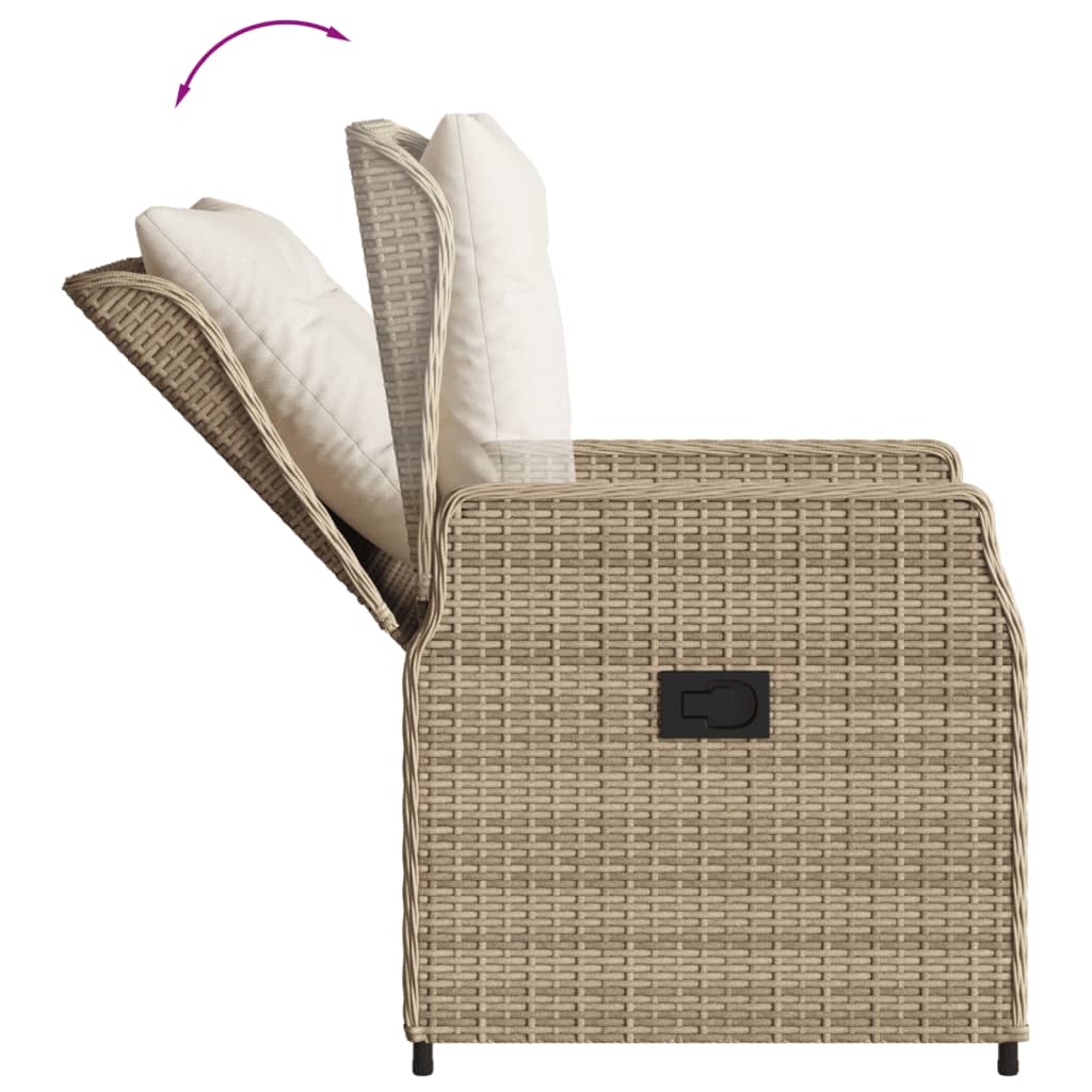 3 Piece Outdoor Dining Set with Cushions Beige Poly Rattan