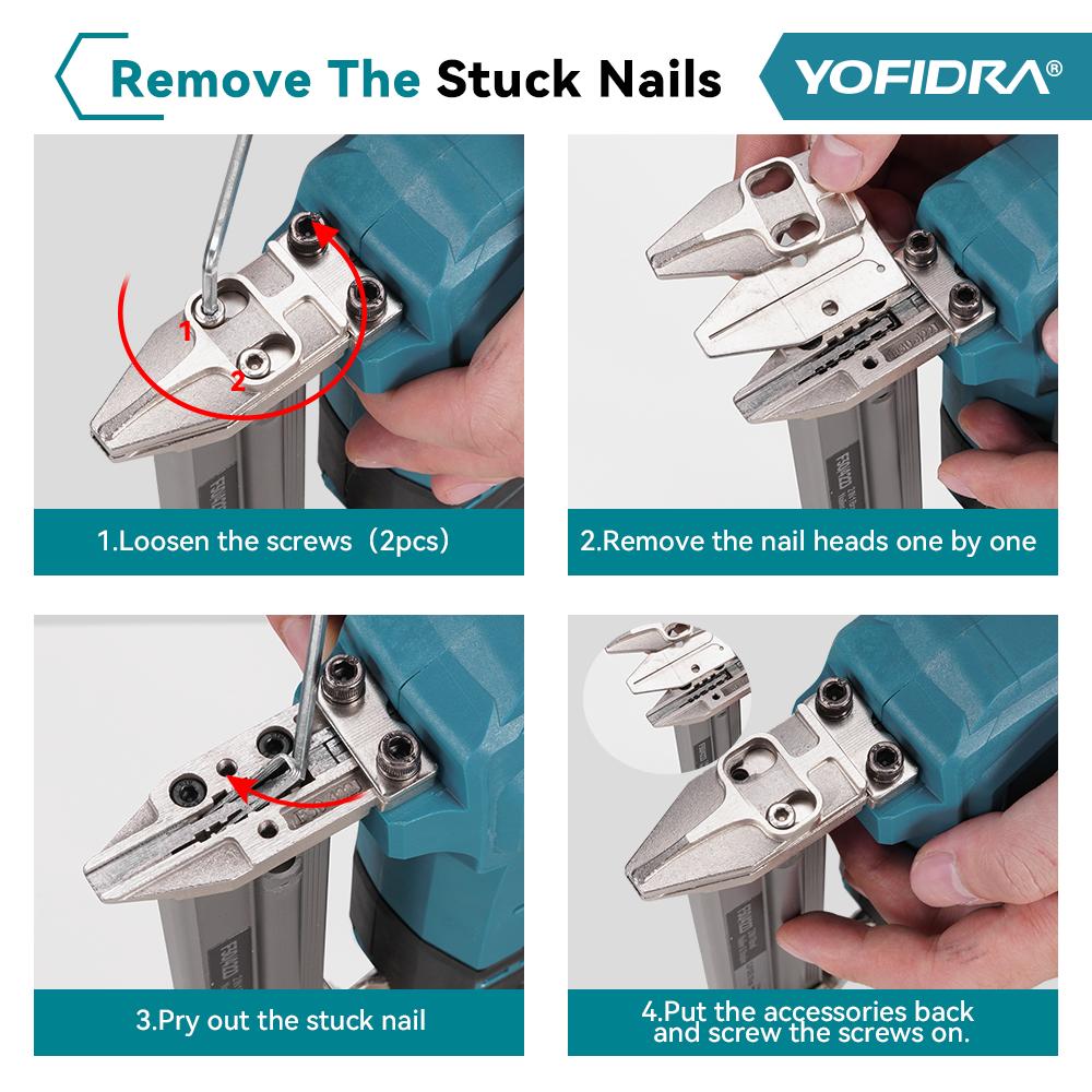 Yofidra Chiodatrice elettrica senza spazzole 30mm 2in1 Chiodatrice/Graffettatrice a batteria Chiodatrice per carpenteria Tacker Strumento per batteria Makita 18V Spilli