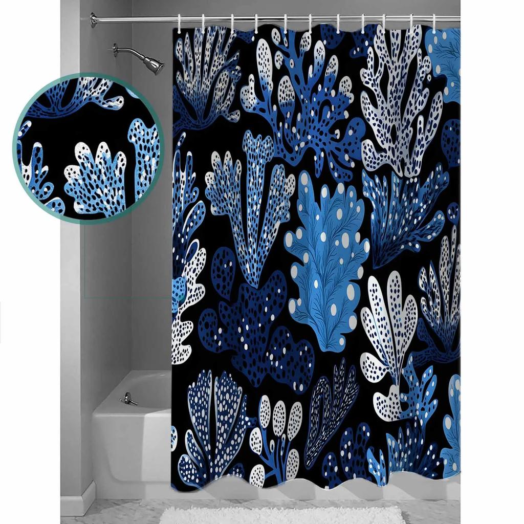 Blue Coral Texture Shower Curtains Waterproof Bath Curtains Home Decor Modern Luxury Bathroom Curtain