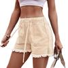 Women Stretch Denim Shorts Ripped Frayed Hem Cowgirl Shorts
