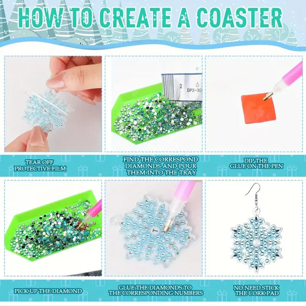 10 párů DIY náušnic s diamantovou mozaikou Vločka Boho Sada pro výrobu diamantových náušnic DIY Sada pro tvoření náušnic s diamantovou malbou