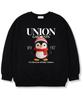 UNION GARMENTS Red Muffler Penguin Fleece-Lined Oversized Sweatshirt Black