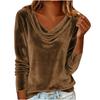 Women's Solid Color Gold Velvet Fashionable Long Sleeved T-shirt Pullover Top