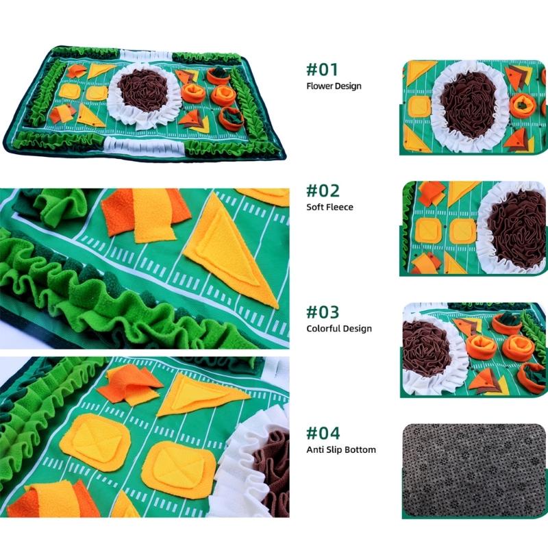 Scent Enrichment Activity Mats Durability Fleece Puzzle Game Mats With Treat Pockets Stress Reliefs Chews Resistant