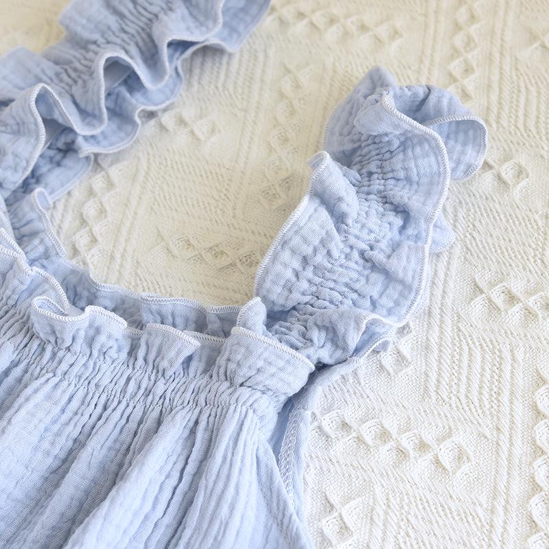 Summer Women's Cotton Spaghetti Strap Nightgown - Sweet, Loose, Mid-Length Dress