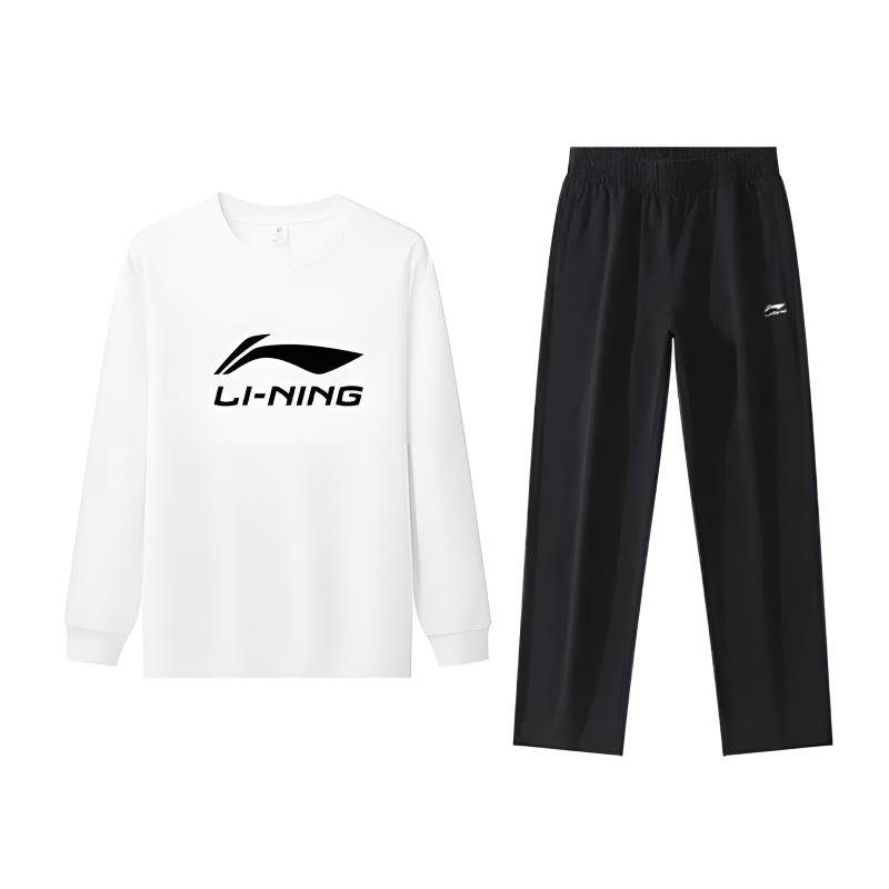 

Li Ning Модный дизайн с буквами Хлопок Мягкий Удобный Универсальный Круглый вырез Пуловер Свитшот с длинным рукавом Повседневный Спортивный комплект YTLV113-3+AKLUC03-1 L