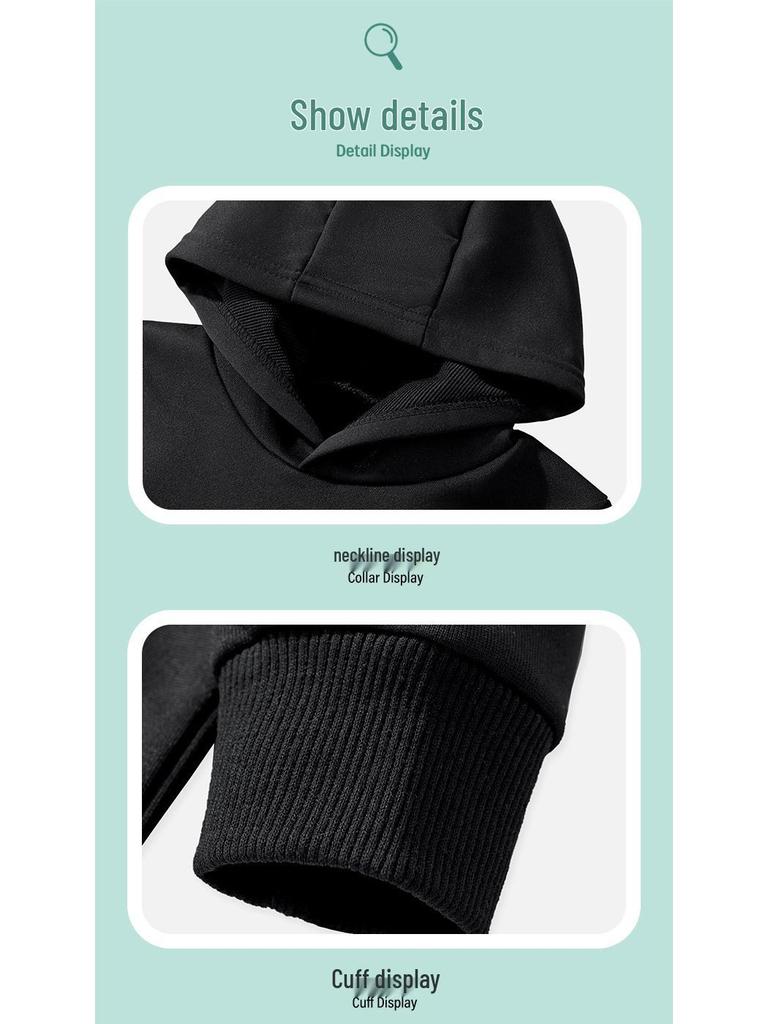 Children's Solid Color Hooded Sweatshirt Set - European and American Style for Autumn/Winter