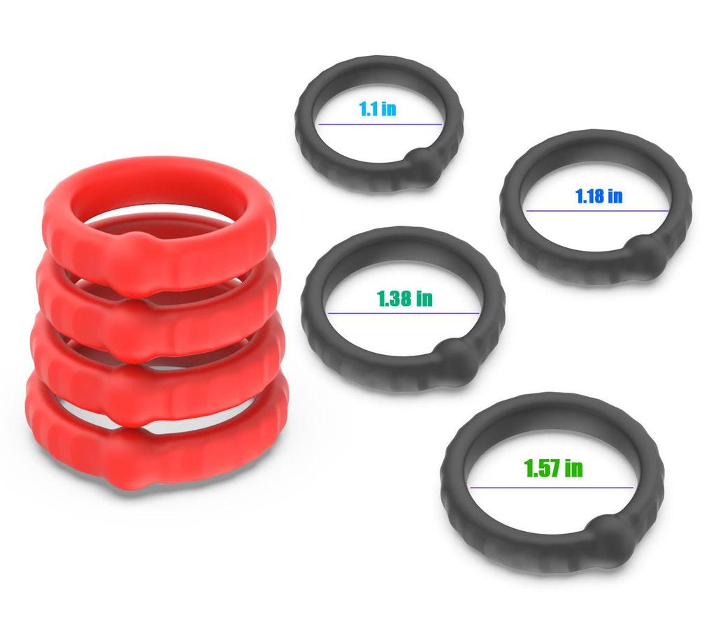 SAMEYO 10-Piece Silicone Male Chastity and Anti-Ejaculation Trainer Ring Set