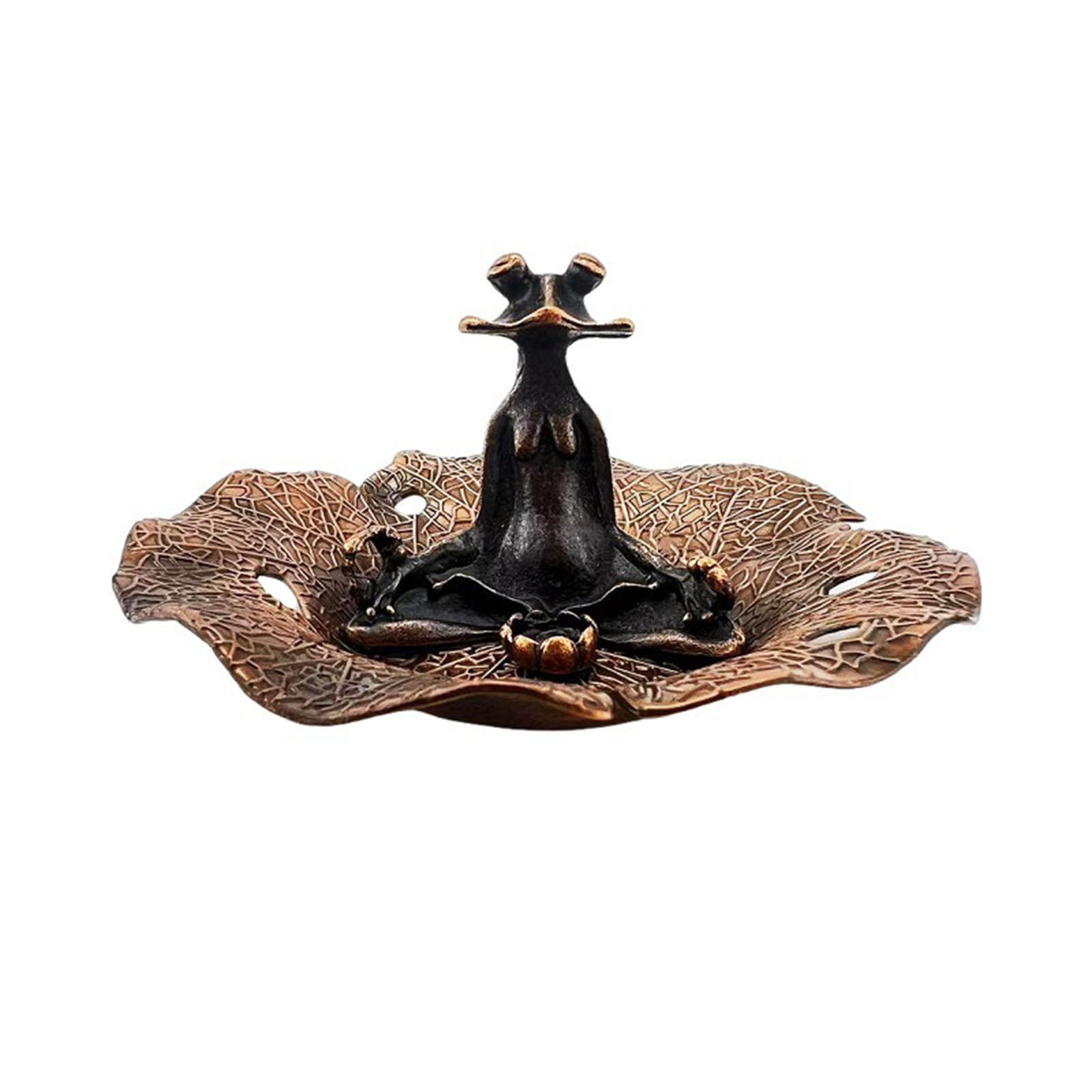 

Retro Copperware Incense Socket with Lotus Leaf Base Set DIY Zen Frog Ornaments Zen-Inspired Incense Holder for Home Decor червоний