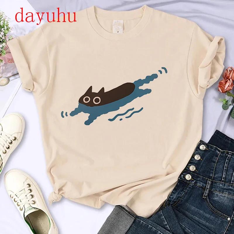 T-shirt Gatto Stile Chinoiserie Divertente Estiva Tendenza Retrò Cartone Animato Gattino Top Maglietta T-shirt Donna Design Amanti Casual Manica Corta