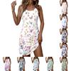 Robe d'été décontractée à fleurs pour femme, col rond, sans manches