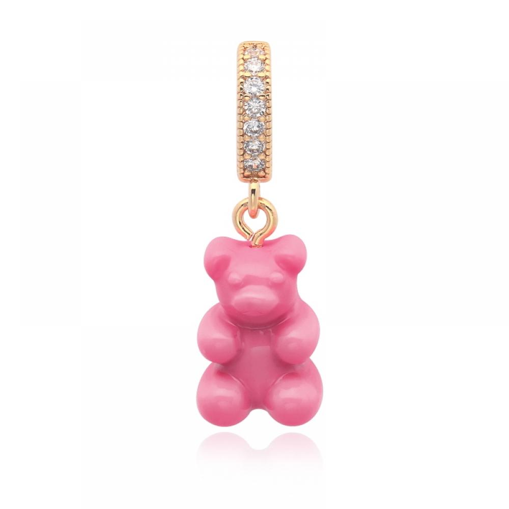         Nostalgia Bear Candy Pink Pave Connector                           