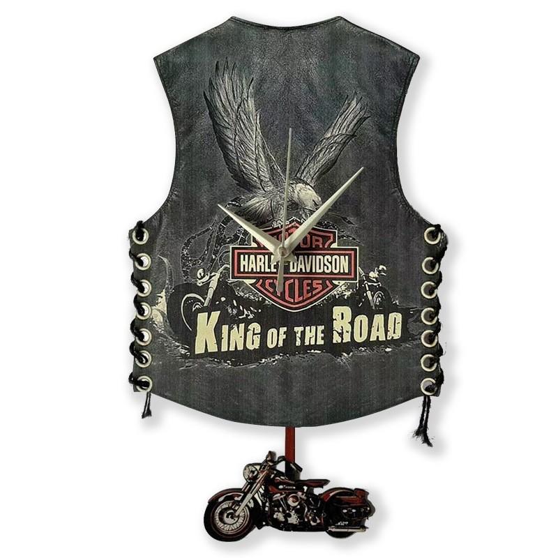 Vest Motorcycle Wooden Wall Clock Pendulum Swing Clock Cafe Decor Home