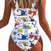 European and American 3D Digital Printing Summer Kitten Pattern Sexy Bikini One-piece Women's Swimsuit