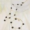 Crystal Glass Flower Necklace & Beaded Stainless Steel Bracelet Set