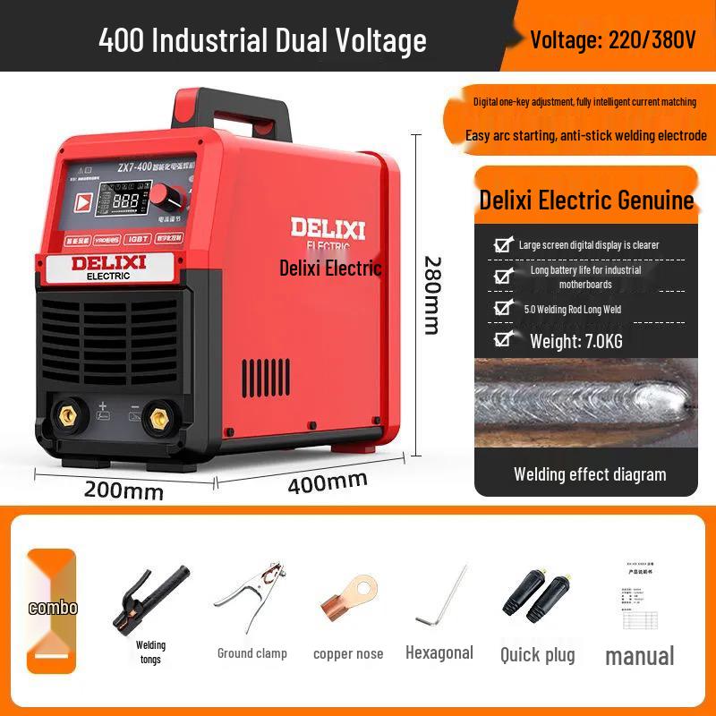 Delixi Dual Voltage Electric Welder 250/315/400A, Industrial Grade, 220V/380V, All-Copper, Automatic.
