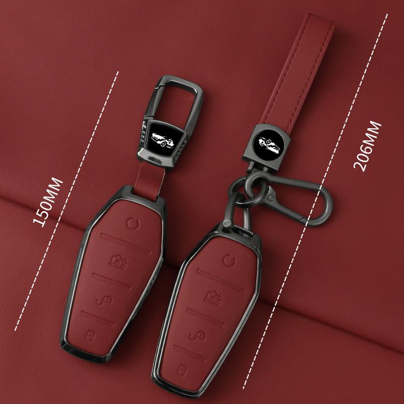 Metal Genuine Leather Auto Key Fob Cover Case Fit For Byd Atto 3 Song Pro Lied Han Ev Max Yuan Plus Tang Dm Qin Plus Protected Housing Remote Bag