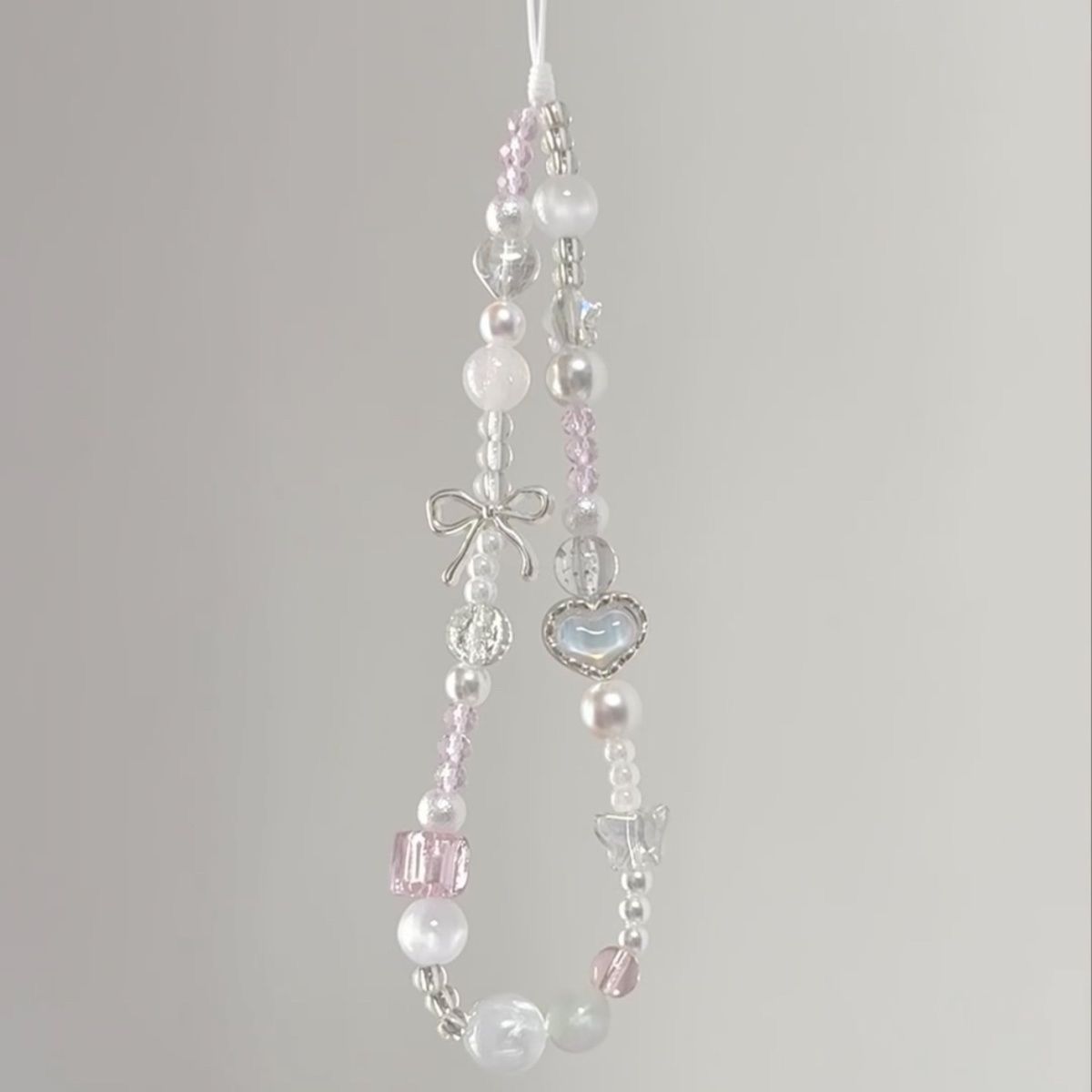 

Original Sparkling Butterfly Heart Phone Lanyard Phone Chain CCD Handmade Beaded Camera Chain Anti-Lost Keychain 【Sparkling Butterfly He