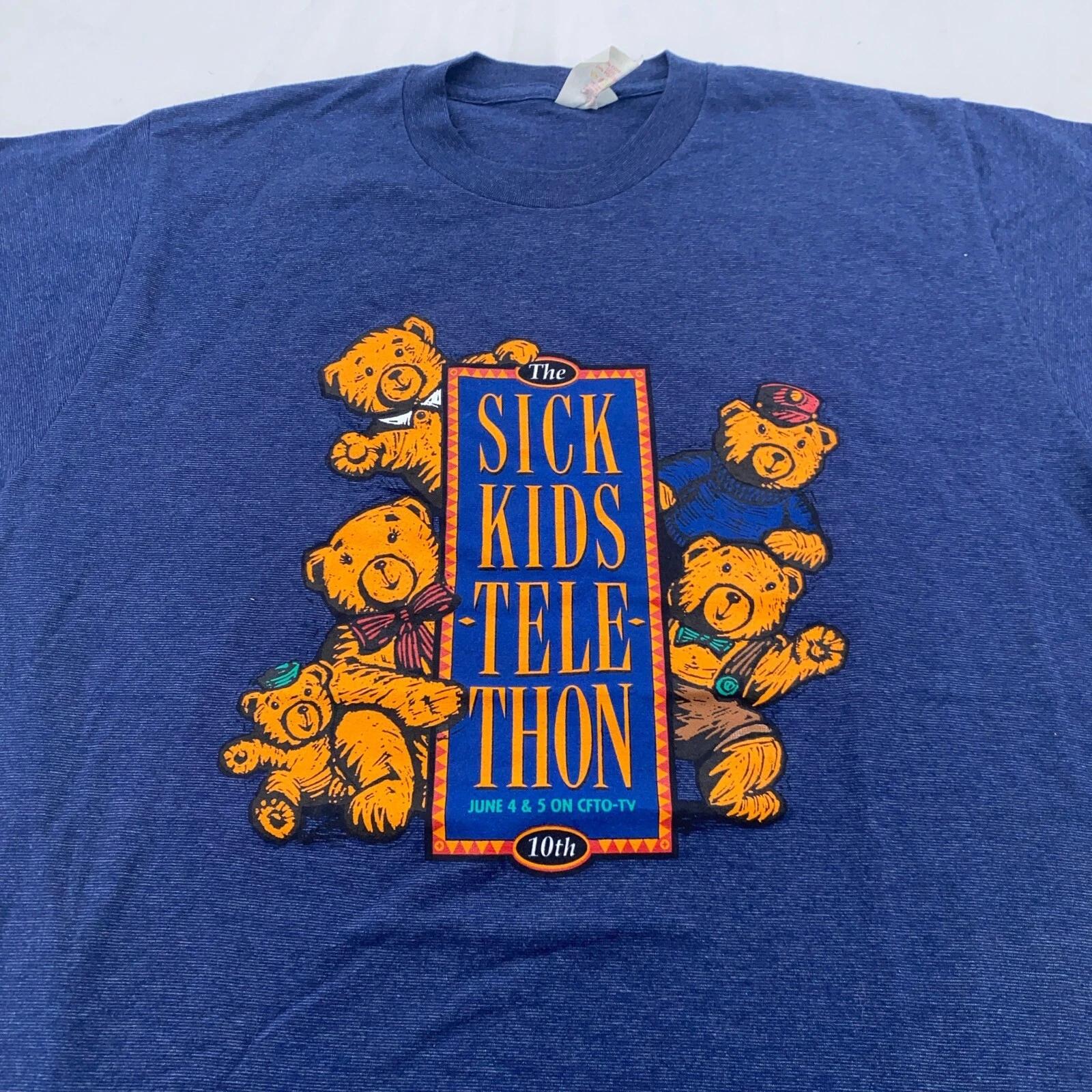 

vintage 90s TEDDY BEAR THE SICK KIDS TELETHON CFTO-TV T-Shirt LARGE 2XL