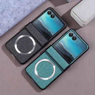 Per Magsafe Ricarica Wireless Magnetica Custodia con Cerniera Per Motorola Moto Razr 60/50/40 Ultra Texture in Tessuto Cover Rigida Antiurto