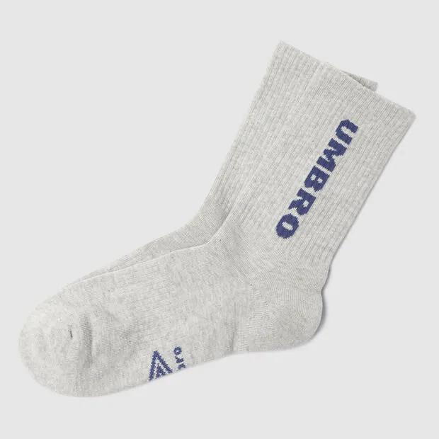 Essential Vertical Wording Crew Socks Light Grey (UQ323CSC91)