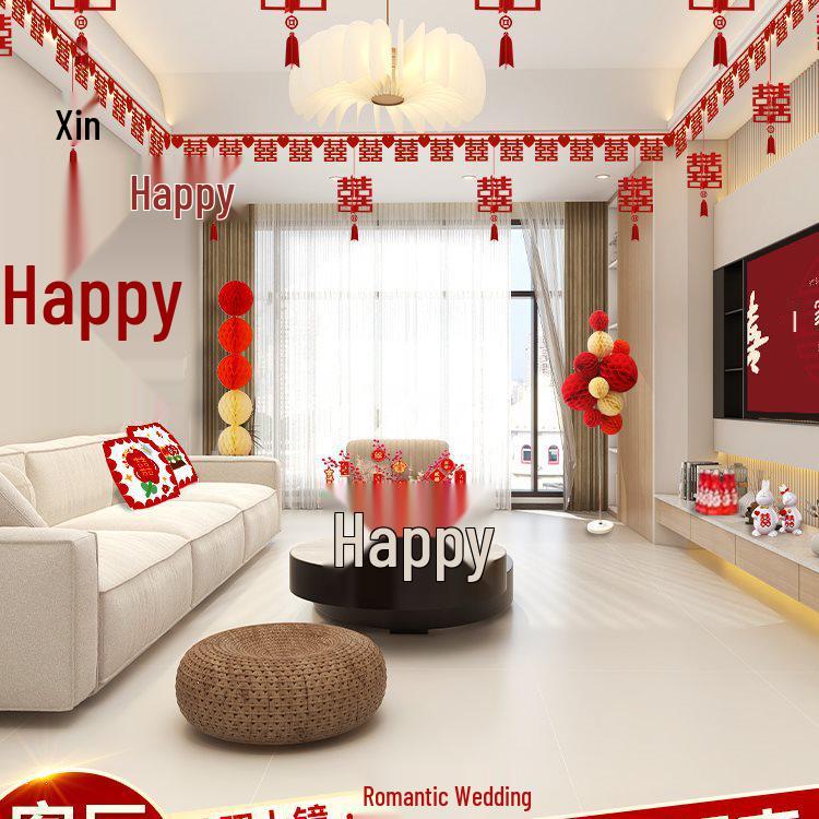 Xi Character Wedding Decoration Set: Bride's Room Hanging Ornaments