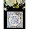20pcs/Set Disposable Retro Blue Flower Printed Decoupage Napkins 13x13inch, Suitable for Weddings, Birthdays, Holidays