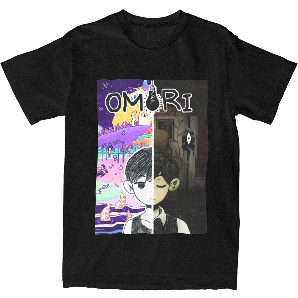 Anime Game Omori TShirt Unisex Y2K Retro 100 Cotton T Shirts Summer Crew Neck Harajuku Tee Shirt Wholesale Big Size Tops