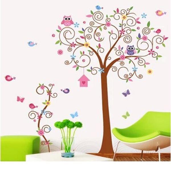 DIY Forest Vinyl Owl Bird Tree Removable Wall Sticker Art Room Home Decal Decor